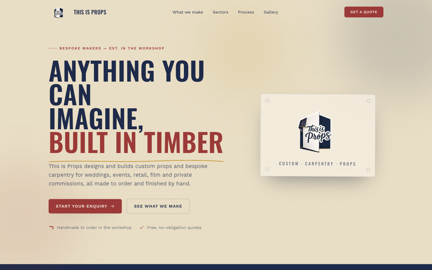 This is Props bespoke carpentry studio website